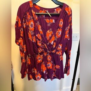 Free People purple and orange floral top